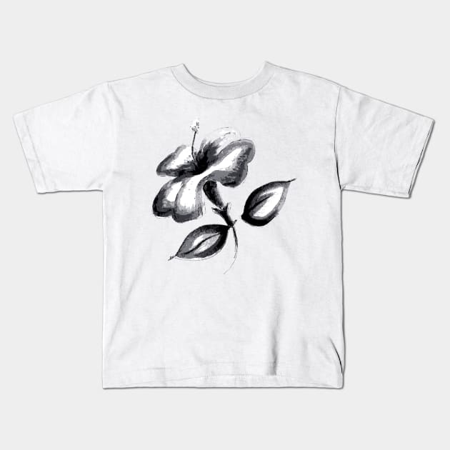 Monochromatic cayenne, black and white flower Kids T-Shirt by Marisa-ArtShop